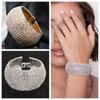 New Sparkly Chunky Silver Bracelet Jewelry Accessories Gold Color Crystal Bracelet Silver Color Party Bangle Rhinestone Bracelet