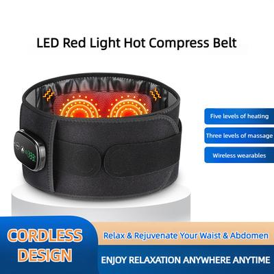 Cinto Aquecedor de Luz Vermelha LED Terapia Infravermelha Almofada de Massagem com Compressa Quente Recarregável Suporte para Protusão de Disco Lombar Cinto Lombar
