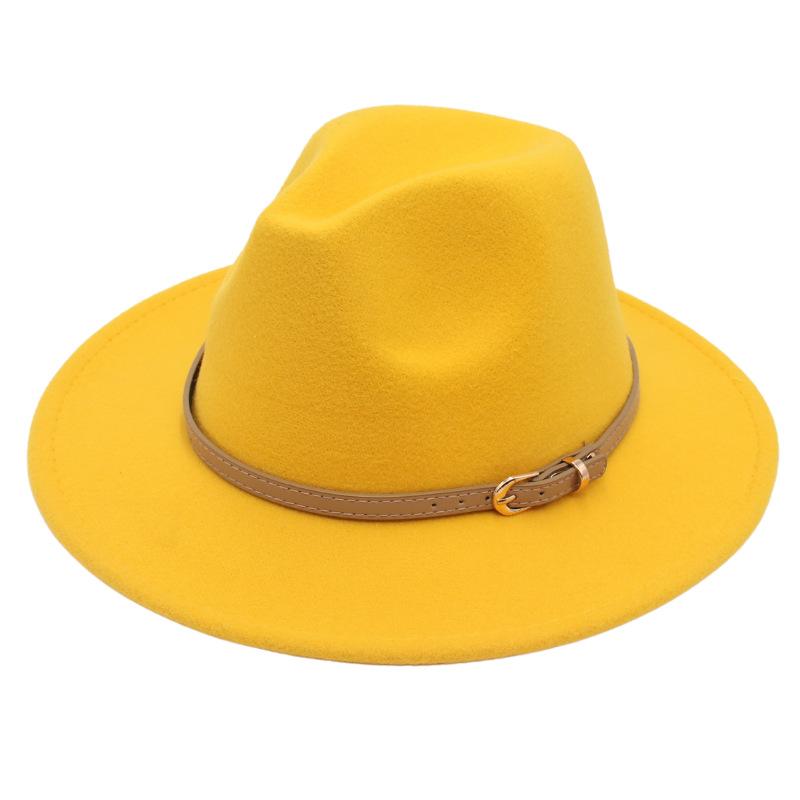 Fedora Spring And Summer Small Belt Felt Hat Percussion Performance Jazz Hat Woolen Top Hat Big Eaves Hat