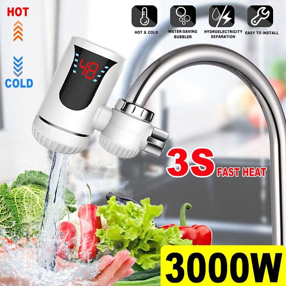 3000W Power Instant Electric Water Heater Rapid Heating Double Modes Instant Hot Water Faucet LED Display Digital Display