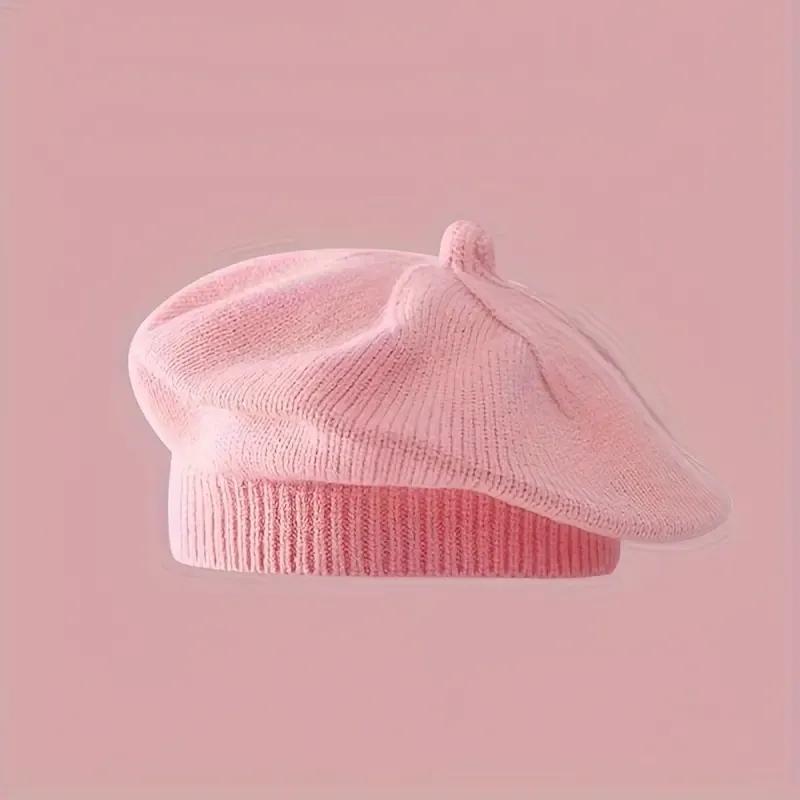Λουλούδι Baby Beret Καπέλο Χειμερινό Ζεστό πλεκτό καπέλο Beanie για βρέφη κοριτσάκια Κορεάτικη Πριγκίπισσα νηπίων Καλλιτέχνης Μονόχρωμα καπέλα ζωγραφικής