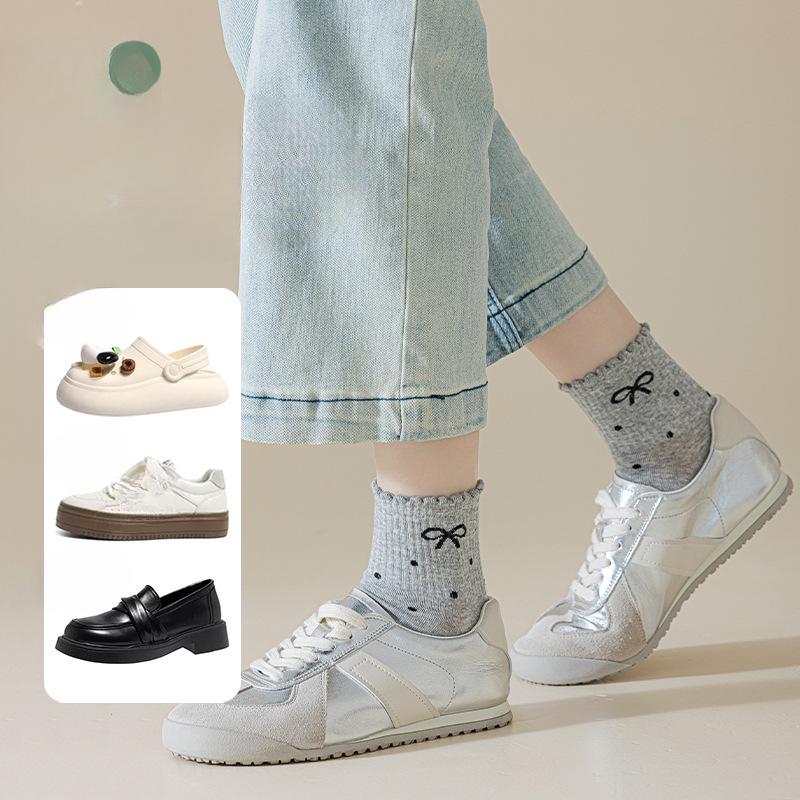 Women's Summer Thin Boat Socks, Women's Summer Ballet-style Bow Polka Dot Breathable Short Socks