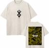 Washed Style Anime Berserk Guts Vintage T Shirt Swordsman Gatsu Sacrifice Zodd T Shirts Men Women Loose Cotton Oneck Tshirts