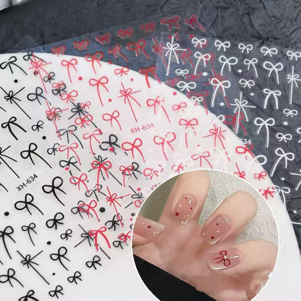

Jennie Bow Nail Art Sticker Ins Girl Bow Relief Gift Knot Red