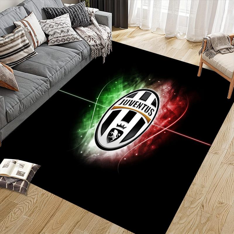 Juventus Football Club Flannel Pattern Square Carpet,Area Rug,Carpet Rug for Living Room Bedroom Sofa Playroom Decor,Non-slip Floor Mat