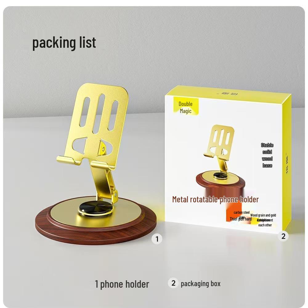 

Деревянная вращающаяся подставка Tycoon Gold для телефона и планшета