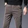 Autumn Winter Men's Corduroy Stretch Casual Slim Straight Velvet Thicken Men's Trousers Youth Pants