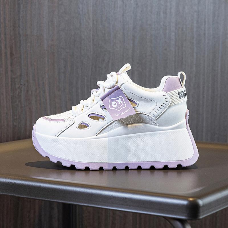 Spring and autumn new 8 cm muffin thick sole heightening women's shoes versatile ultra-thin sports and leisure shoes sports shoes women's shoes