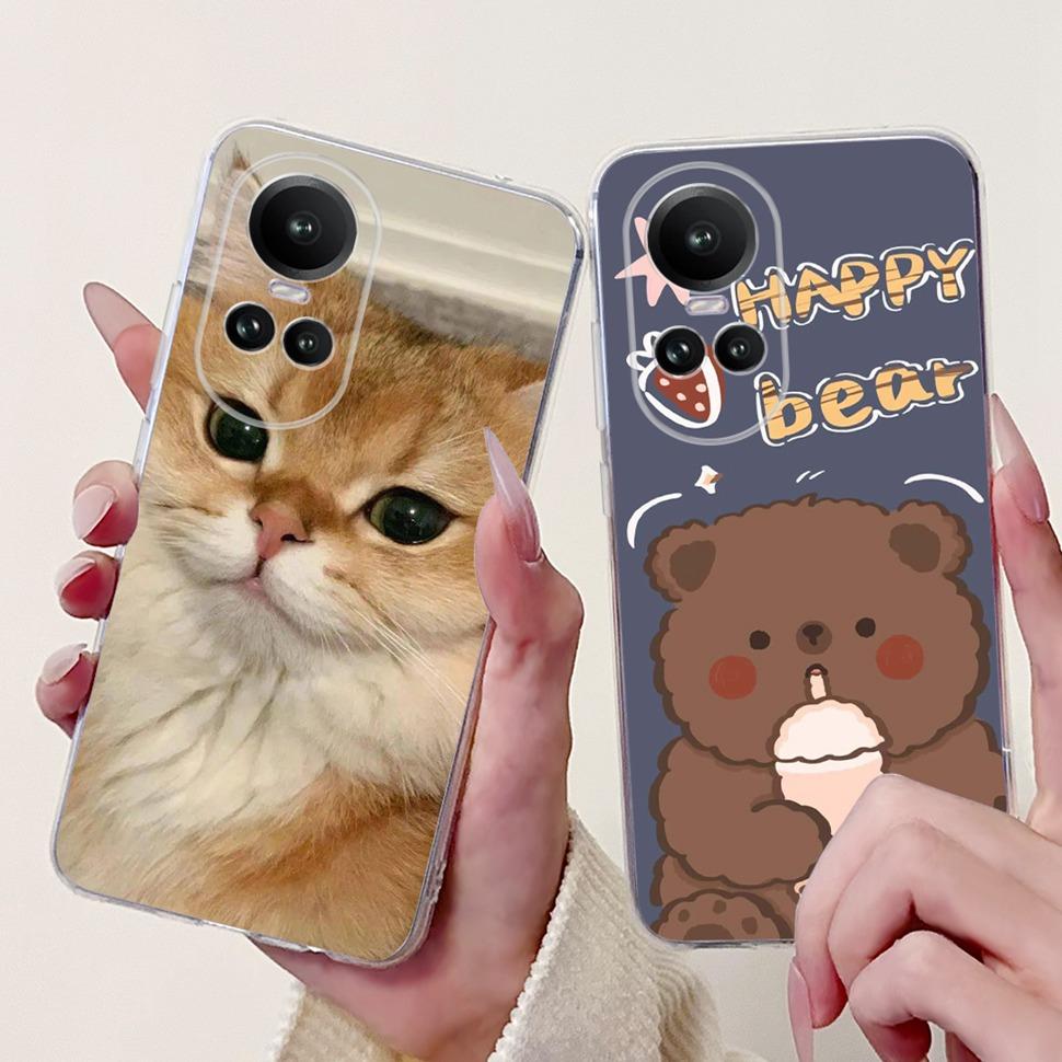 For OPPO Reno10 5G Case CPH2531 Luxury Cat Cartoon Cover Clear Silicone Soft TPU Phone Case For OPPO Reno 10 Reno10 Back Covers