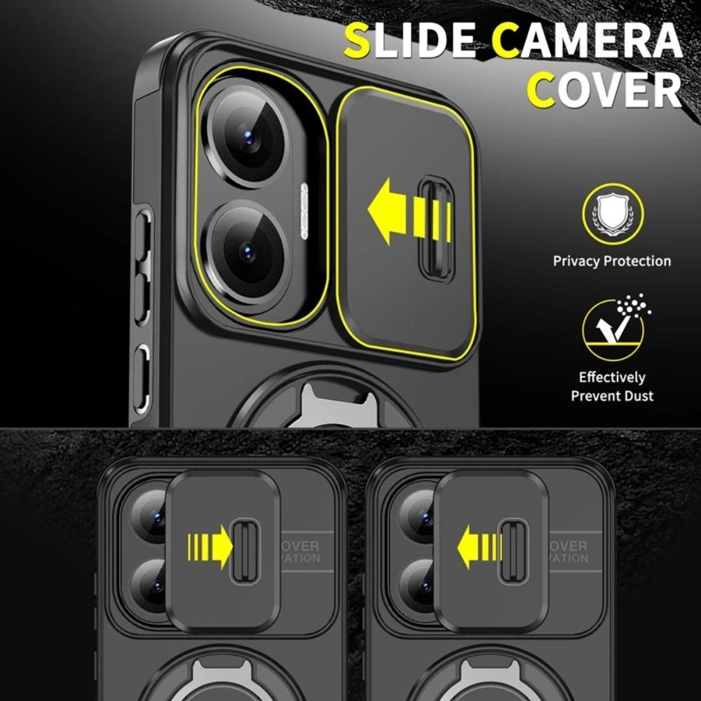Armor Magnetic Holder Case For Xiaomi 15T 14T Pro Poco F7 X7 X6 Pro M7 C71 C75 F7 Ultra 5G Slide Camera Protection Cover