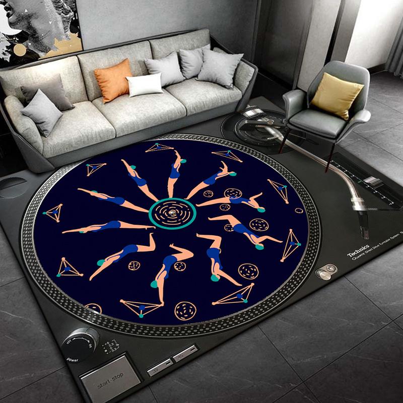 Disc Player Carpet for Living Room Area Rug Decorative Floor Rug Carpet Gift for Anniversary Mother's Day Father's Day Furry Mat