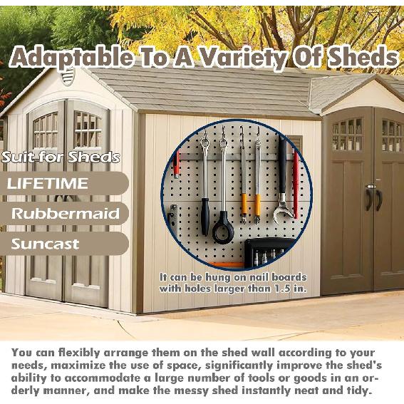 10 Pcs Shed Hooks, Long Shed Hooks for Tools Shovels Rakes Storage, Shed Accessories for Hanging Heavy Duty Individual
