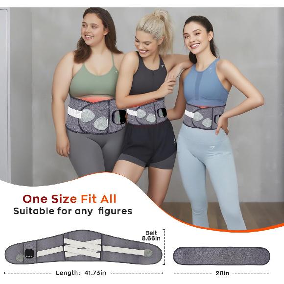 Cordless Heating Pad with Massager for Lower Back Pain Relief,Portable 65 Inch(about 165.1 cm)Wearable Wrap 3 Vibration and 3 Heating levels,For