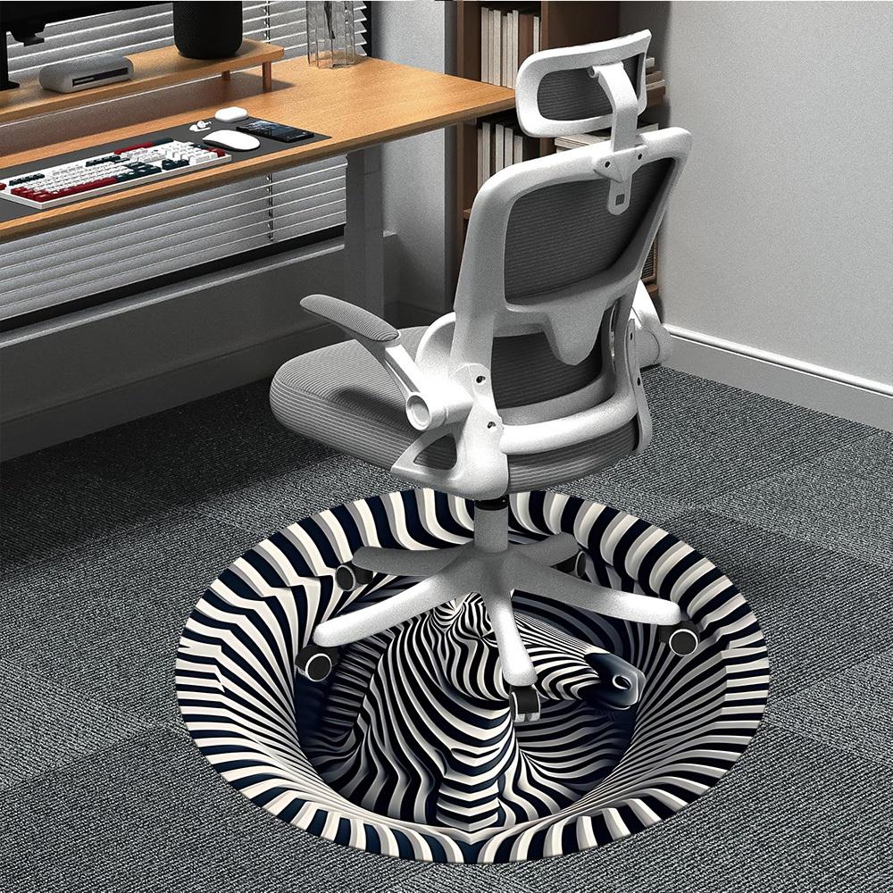1pc Zebra Print Carpet for Office Non Slip, Round Carpet, Soft & Comfortable, Carpet for Office, Lightweight Round Floor Mat