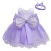 Children's Lace Color Block Birthday Bow Dress