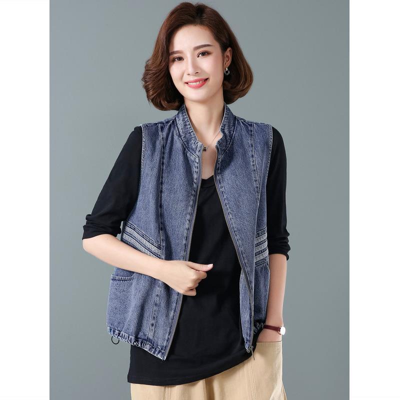 Women's Denim Vest Short Versatile Spring and Autumn New Loose Plus Size Vest Sleeveless Jacket