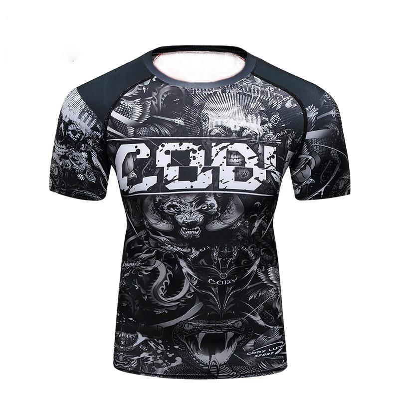 Men's 3D Digital Animal 3D Printed Quick Drying Short Sleeve T-shirt Sports Tight Fit Casual Shirt Large Size for Autumn