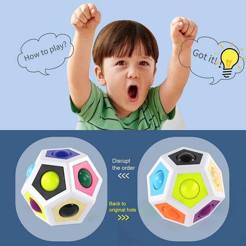 Polygonal Cube Cube Rainbow Ball Pressure Toy Stress Relief Ball Children'S Puzzle Toy Stress Resistant Fingertip Game Gift