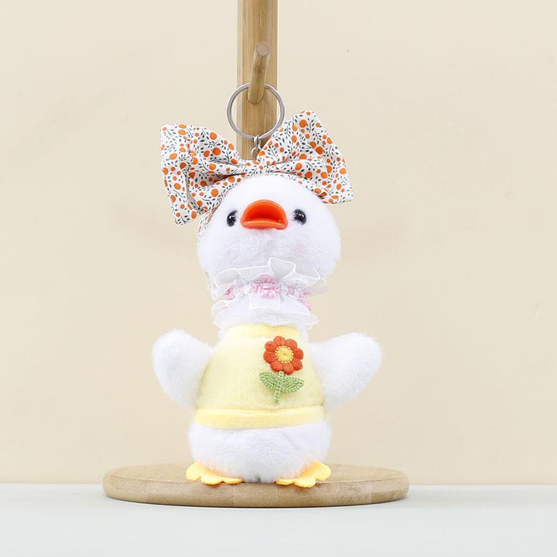 Duck Plush Toy Bow Decoration Doll Keychains Backpack Pendant Holiday Gifts