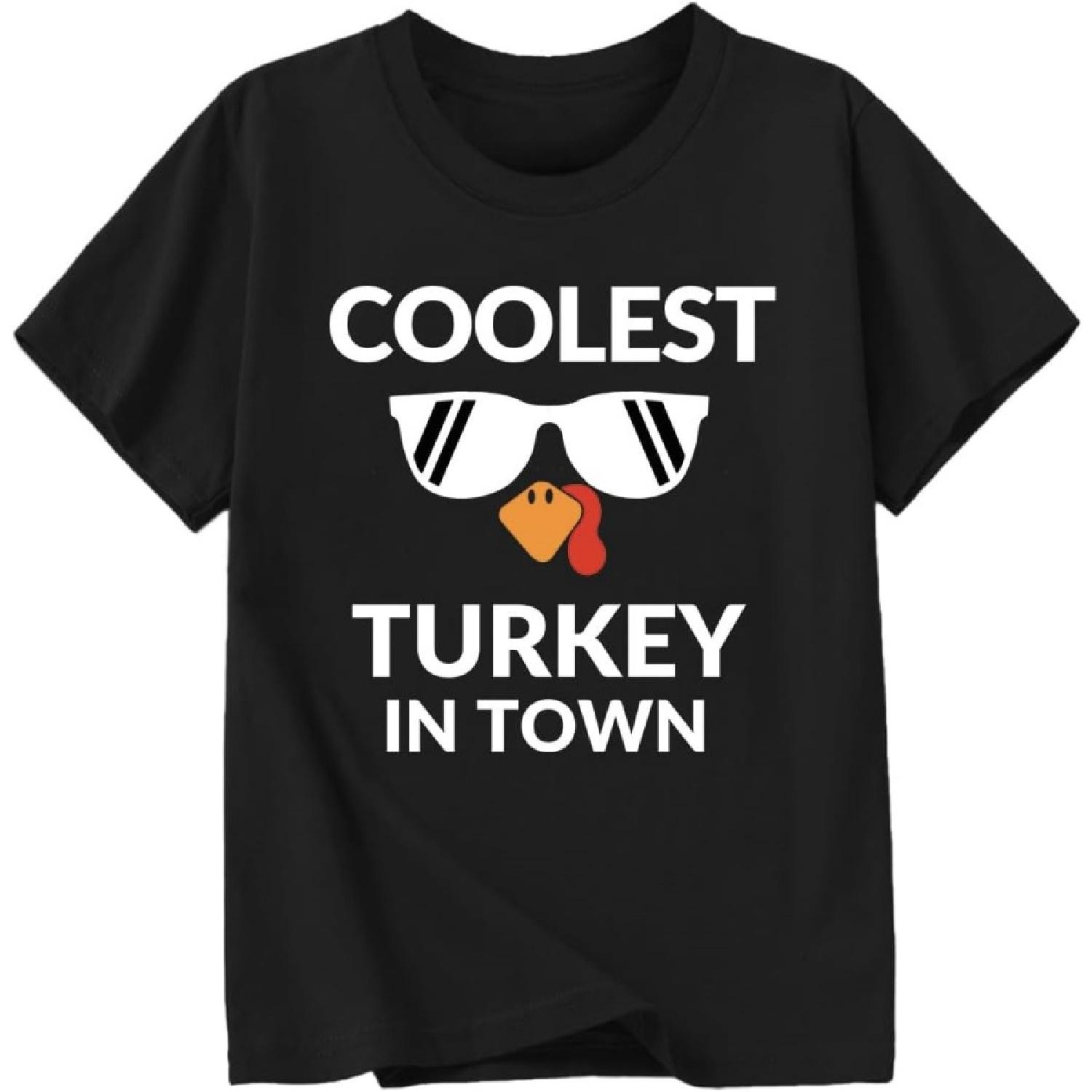 Футболка на День благодарения для мальчиков и девочек, милая футболка с графикой индейки, благодарная хлопковая футболка с коротким рукавом, 1-10 лет S