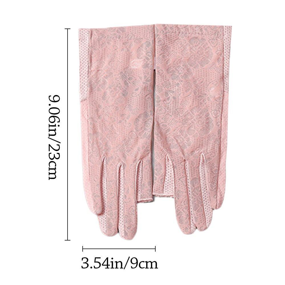 UV Protection Summer Sunscreen Gloves Ice Silk Lace Anti-UV Mittens Slip Resistant Breathable Cycling Driving Gloves Sports
