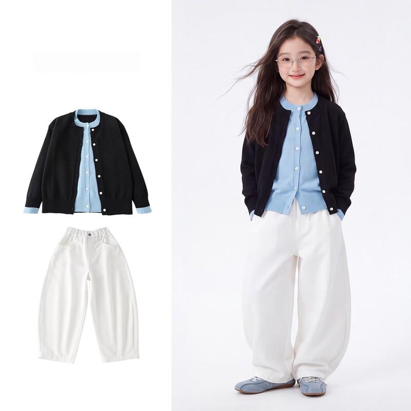 Hanhan Elephant Girls' Retro Academic Style Knitwear Set