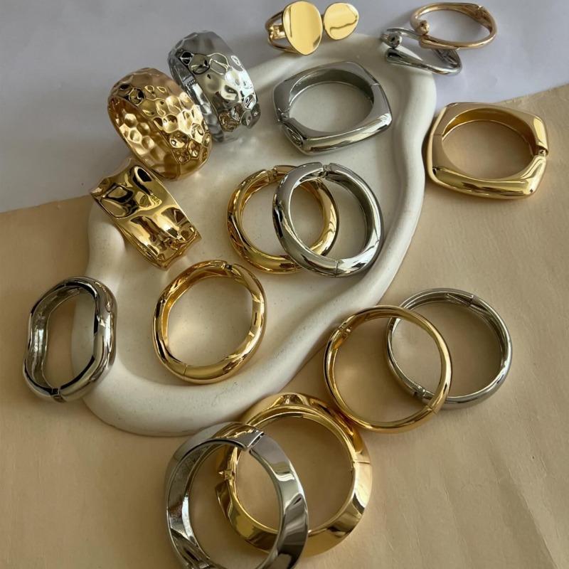 Accessories Niche Ancient Forged Alloy Bracelet Personalized Electroplating Wind Round Wide Edition Bracelet Women