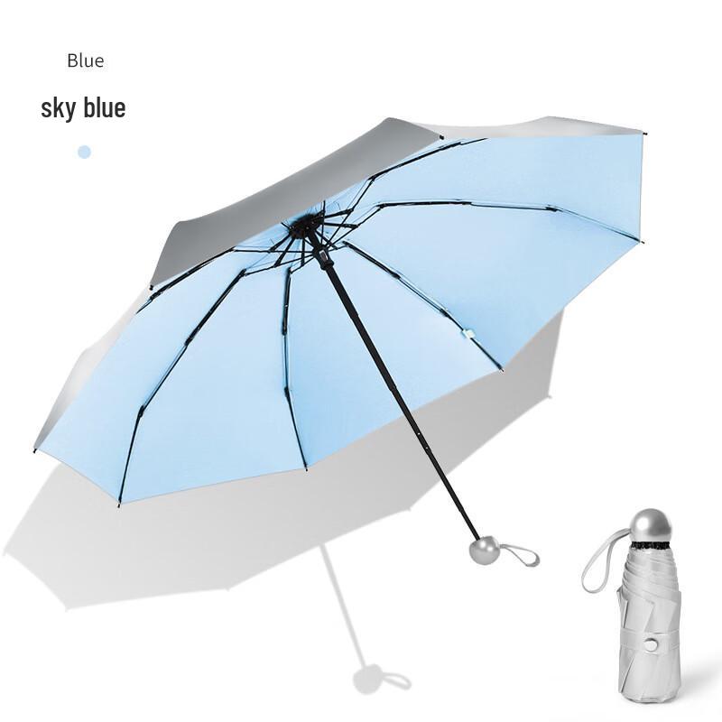 Nanqiao Ultralight 5-Fold Titanium Silver UV Sun/Rain Umbrella