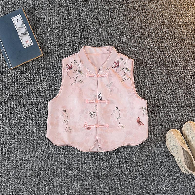 2025 New Autumn Chinese-Style Tang Suit Vest for Baby Girls 120 cm