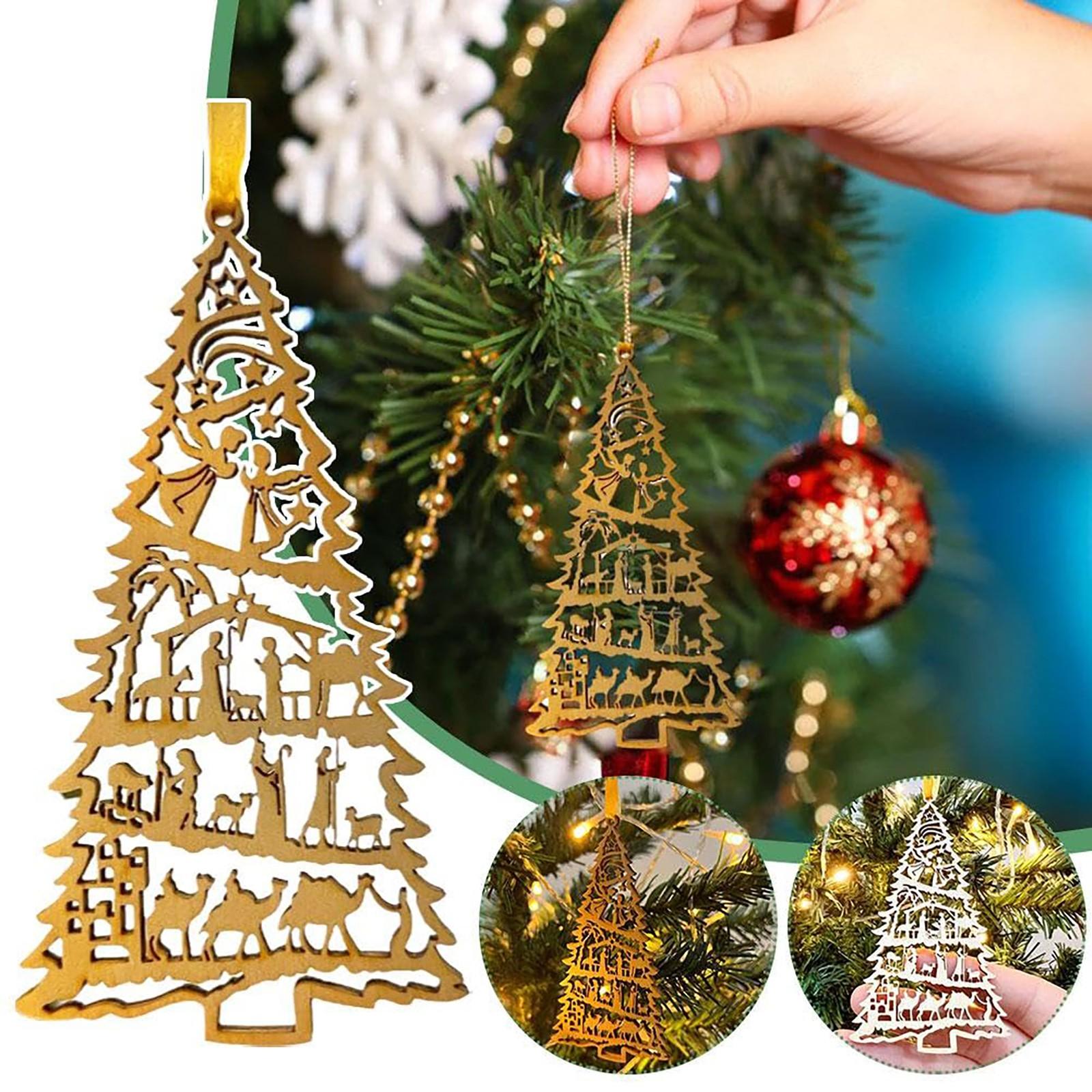 

Деревянное украшение на рождественскую елку, вырезанное вручную, с изображением сцены Рождества Христова, религиозный праздничный декор One Size жёлтый