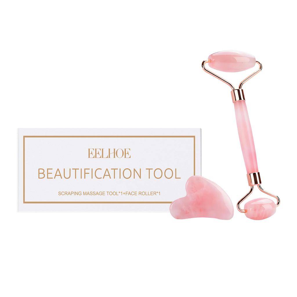 

Набор массажных роликов из розового кварца для эффективного подтягивания кожи, успокоения и