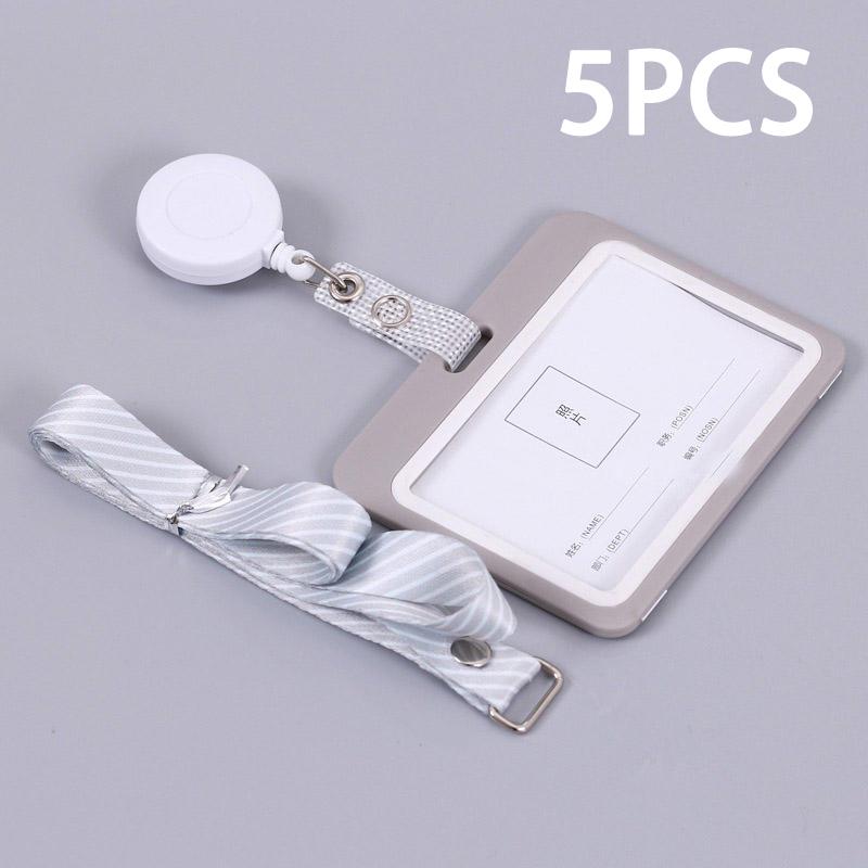 Solid Color Plastic Employee's Staff Work Card Cover ID Tag Name Badge Holder with Retractable Badge Reel Pass Bus Card Sleeve