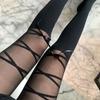 Sexy Lace Bow Women Stockings Solid Black Pantyhose Seamless Ultra-Thin Stocking High Elasticity Long Socks Tights