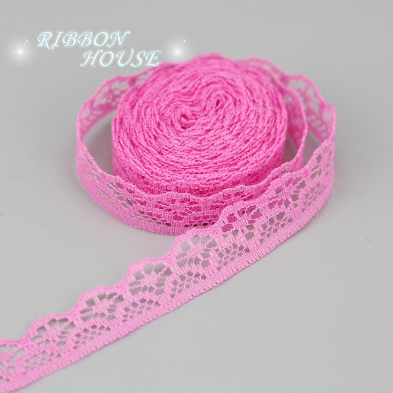 (20 Yards/roll) 15mm White Lace Fabric Webbing Decoration Packing Material Pink Red Blue