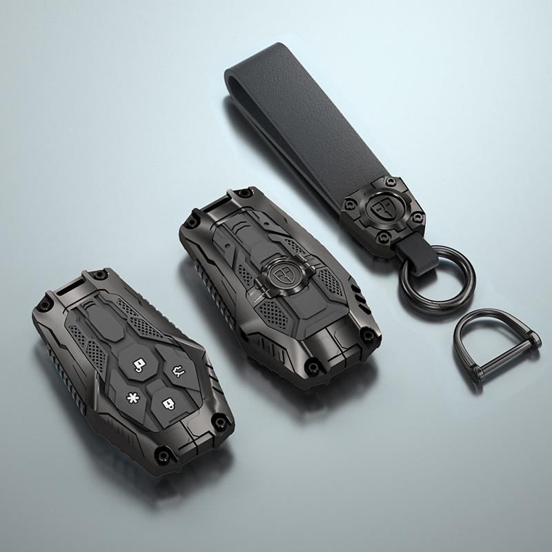 Galvanized Alloy Silicone Splicing Car Key Cover Case For GAC AION Hyper GT HT Remote Protection Cover Shell Keychain Accessorie
