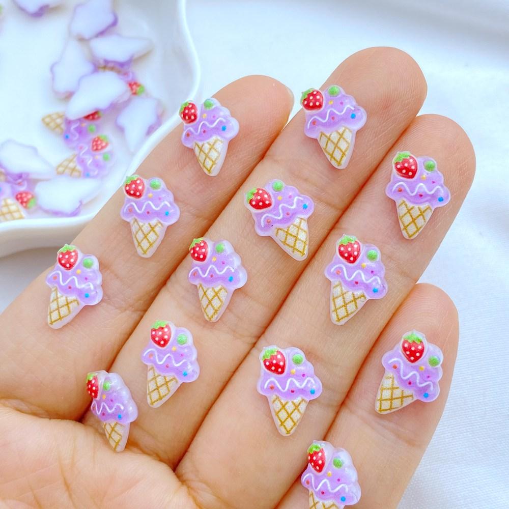 

50Pcs New Cute Resin Mini Ice Cream, Cake Series Flat Back Manicure Parts Embellishments For Hair Bows Accessories