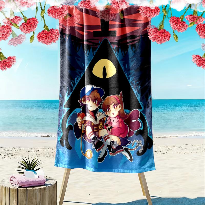 Gravity Falls theme 2D Flat Print Beach Towel, Large Soft Quick Dry Towel for Beach Camping SwimmingXSTJ0915584