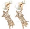 Elegant Star Earrings: Women's Inlaid Diamond Shooting Star with Large and Small Pearls and Five-Pointed Star Design.