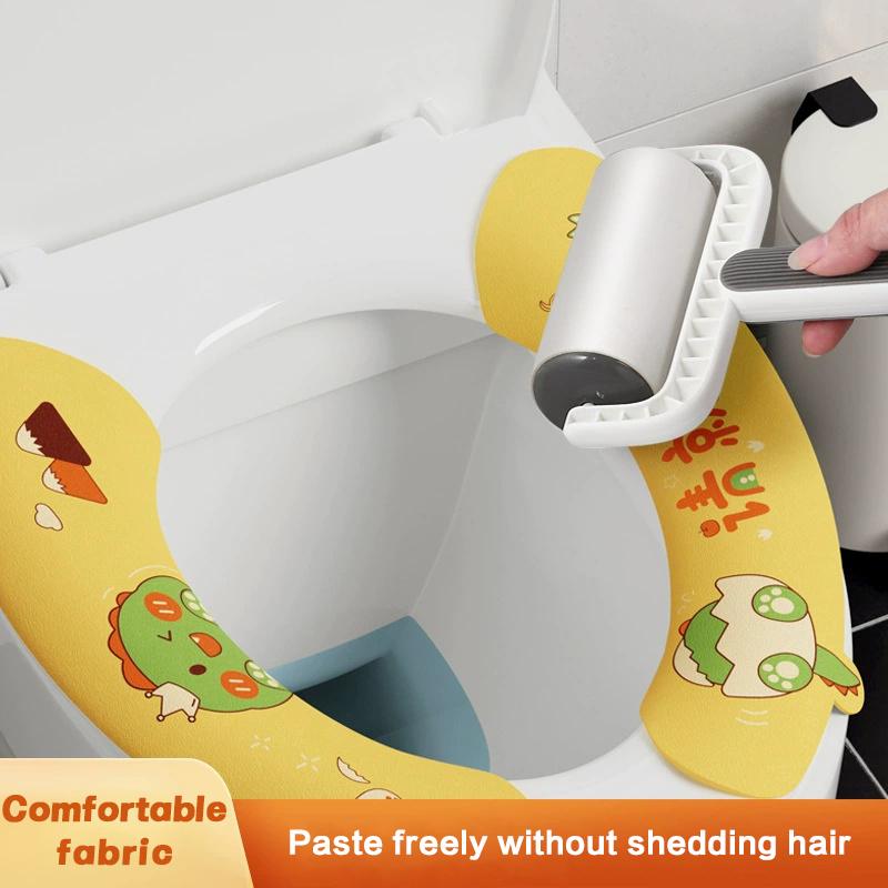 1 Pair Toilet Seat Cover Cartoon Washable Bathroom Toilet Seat Pad Cute Reusable Soft Thick Sticky Closestool Seat Mat