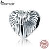 BAMOER 100% 925 Silver Angel Wings In Heart Shape Charm Beads Fit Women Bracelets Bangles DIY Jewelry Making SCC780
