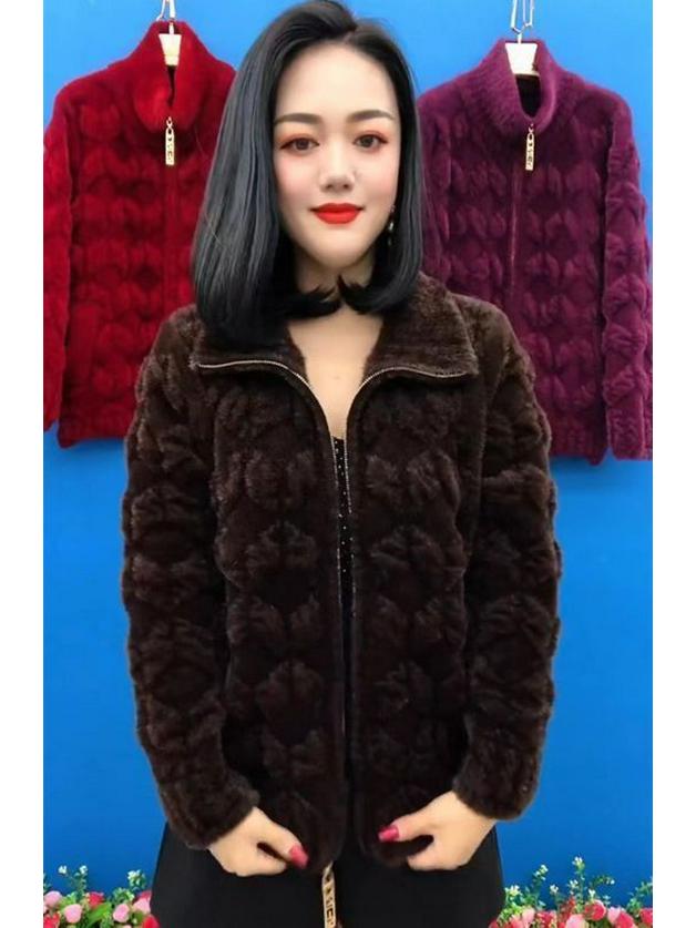 Women's Plus Size Long-Sleeve Thick Velvet Coat for Autumn and Winter