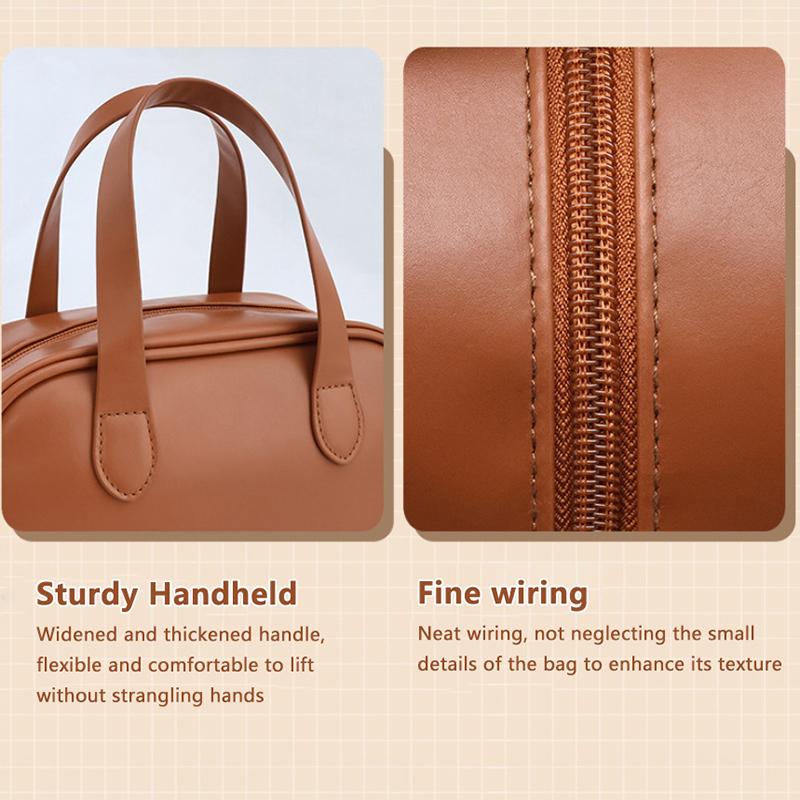 High Appearance  Large Capacity Pu Double Zipper Portable Makeup Bag Retro Travel Home Waterproof And Anti Fouling