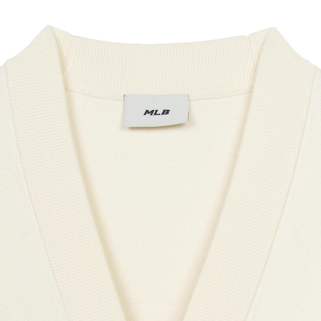 MLB New York Yankees Sports Lifestyle Series Single-Breasted V-Neck Long Sleeve Knit Sweater Unisex sweater Cream 3AKCM0251-50CRS