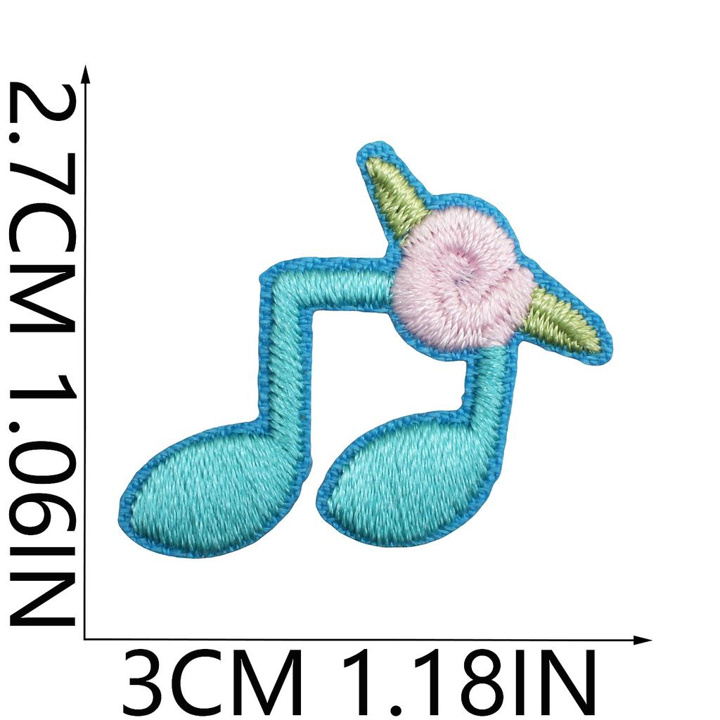 DIY handmade decorative cloth stickers colored digital stickers bag change dress up music note bow computer embroidery label3 pcs MOQ, mix styles