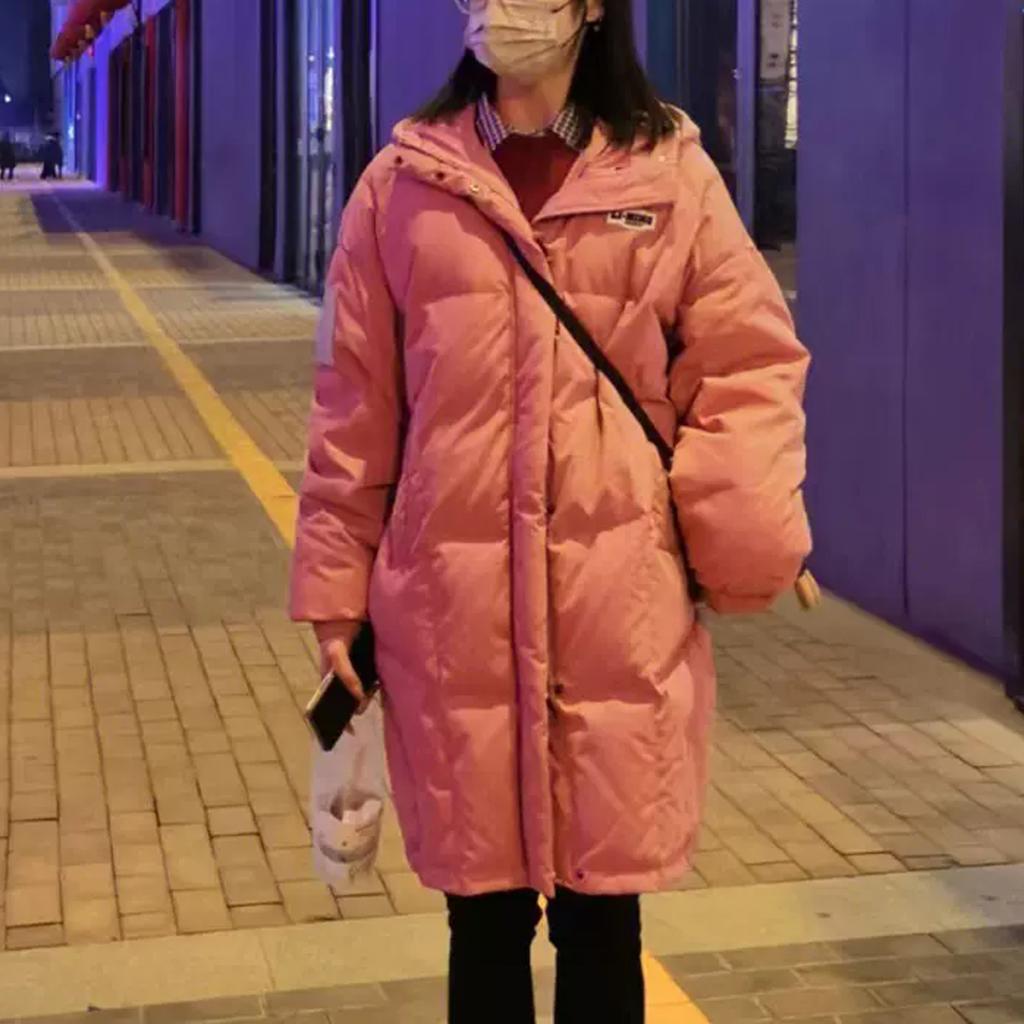 Li Ning Logo Print Mid-Length Hooded Down Jacket Women Outerwear Blackcurrant AYMR048-3