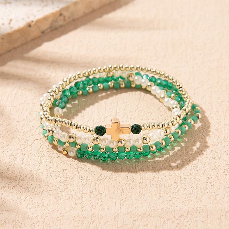Boho Perlenarmband Instagram-inspiriert Nischenstil Farbblock-Stapelarmband-Set