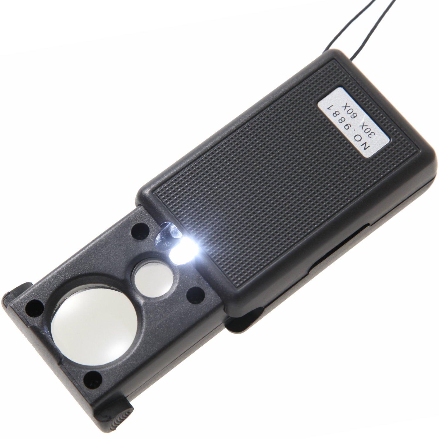 

Портативна лупа Phoenix для точної роботи 2 типи ремінців Термін гарантії 45 Збільшувальне скло Лупа [30x і 60x] лінзи/світлодіодне підсвічування/чорне світло/з чорний