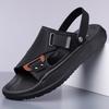 Fashion New Summer Anti-slip Wear-resistant Dual-purpose Beach Shoes for Men Solid Color Fashion Casual Solid Color Leather Sandals Man