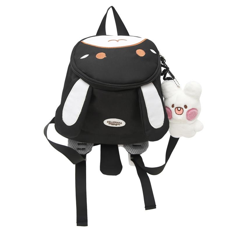 

Cartoon Children Double Backpack For Kids With Nylon Material And Comfortable Curved Shoulder Straps For School Use чёрный