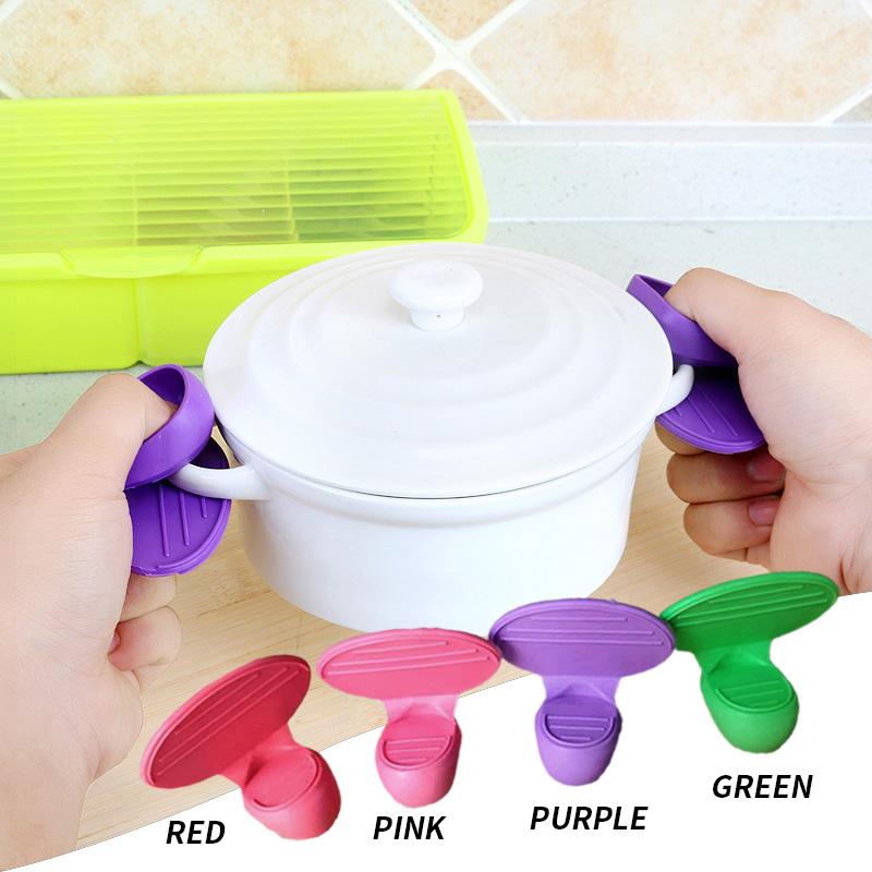 2Pcs Convenient Heat Insulated Silicone Oven Mitts with Nonslip Finger Clips for Kitchen Cook Tools Accessories